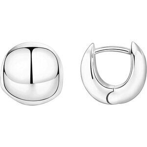 14K Gold Plated 925 Sterling Silver Post Ultra Thick Huggie Earring
